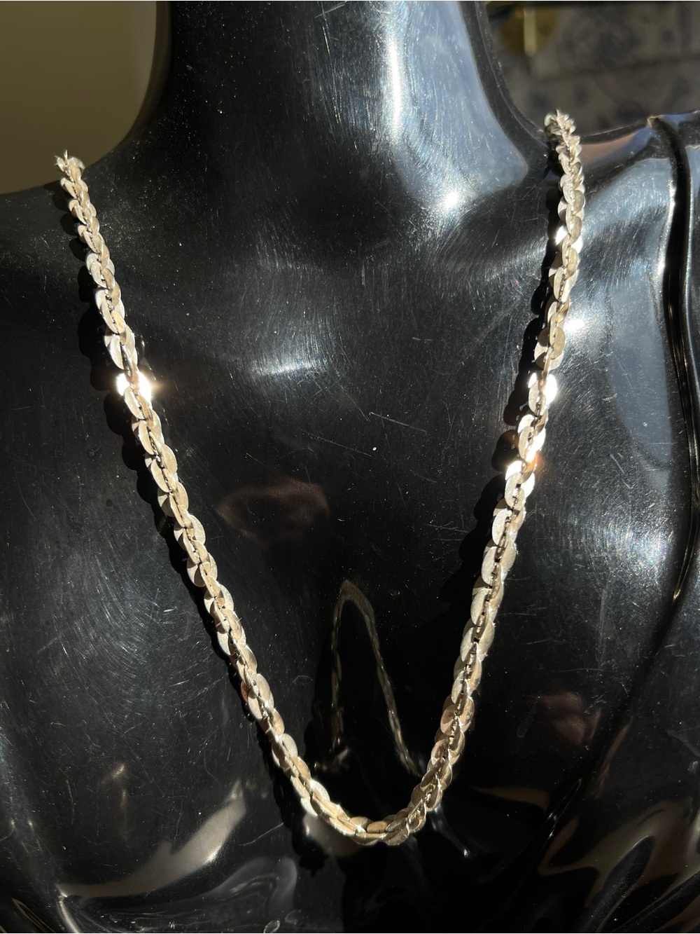 Vintage Milor Italy 950 Ultrafine Silver Starburst Sequin Chain Necklace 24”